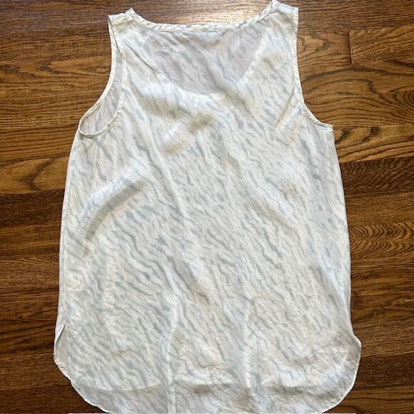 Eileen Fisher 100% Silk Sleeveless Tank Top W/ Scarf Womens S White Blue Flowy - Picture 2 of 11